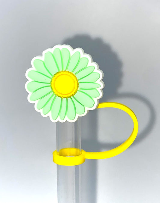 Light Green Daisy Flower Straw Topper