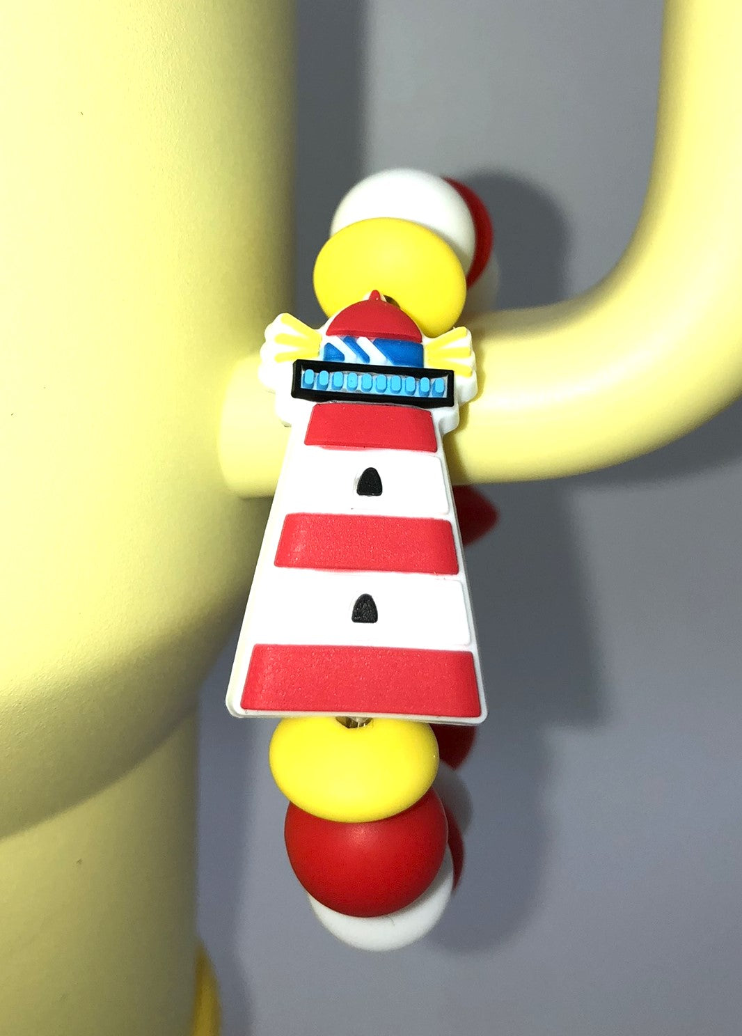 Red & White Striped Lighthouse Stanley Tumbler Cup Handle Charm