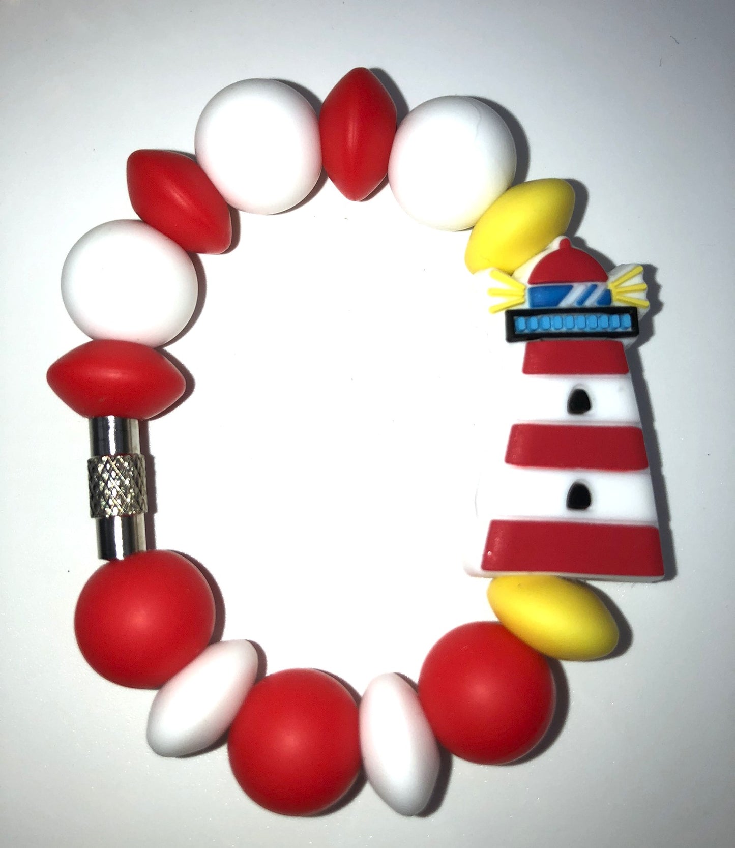 Red & White Striped Lighthouse Stanley Tumbler Cup Handle Charm