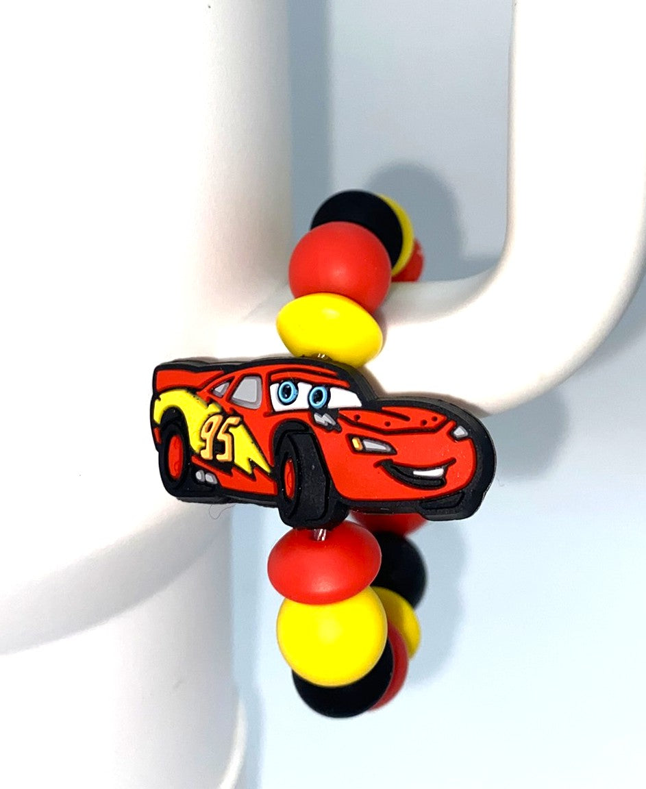Cartoon Race Car Lightning Stanley Tumbler Cup Handle Charm