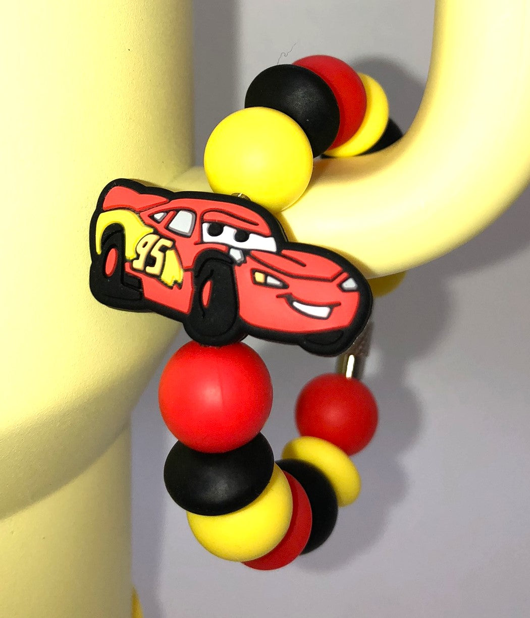 Cartoon Race Car Lightning Stanley Tumbler Cup Handle Charm