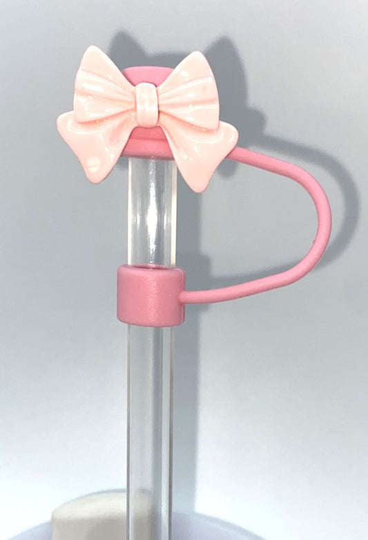 Light Pink Resin Bow Straw Topper