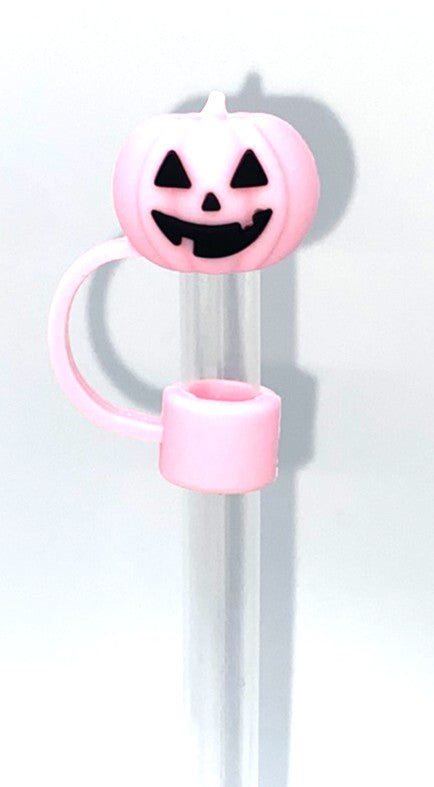 Light Pink Jack-O-Lantern 3D Straw Topper