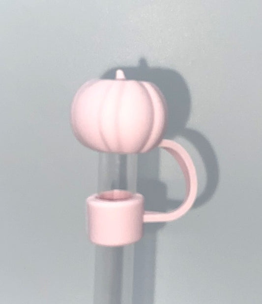 Light Pink Pumpkin 3D Fall Straw Topper