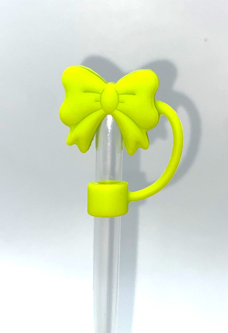 Lime Green Coquette Bow 3D Straw Topper