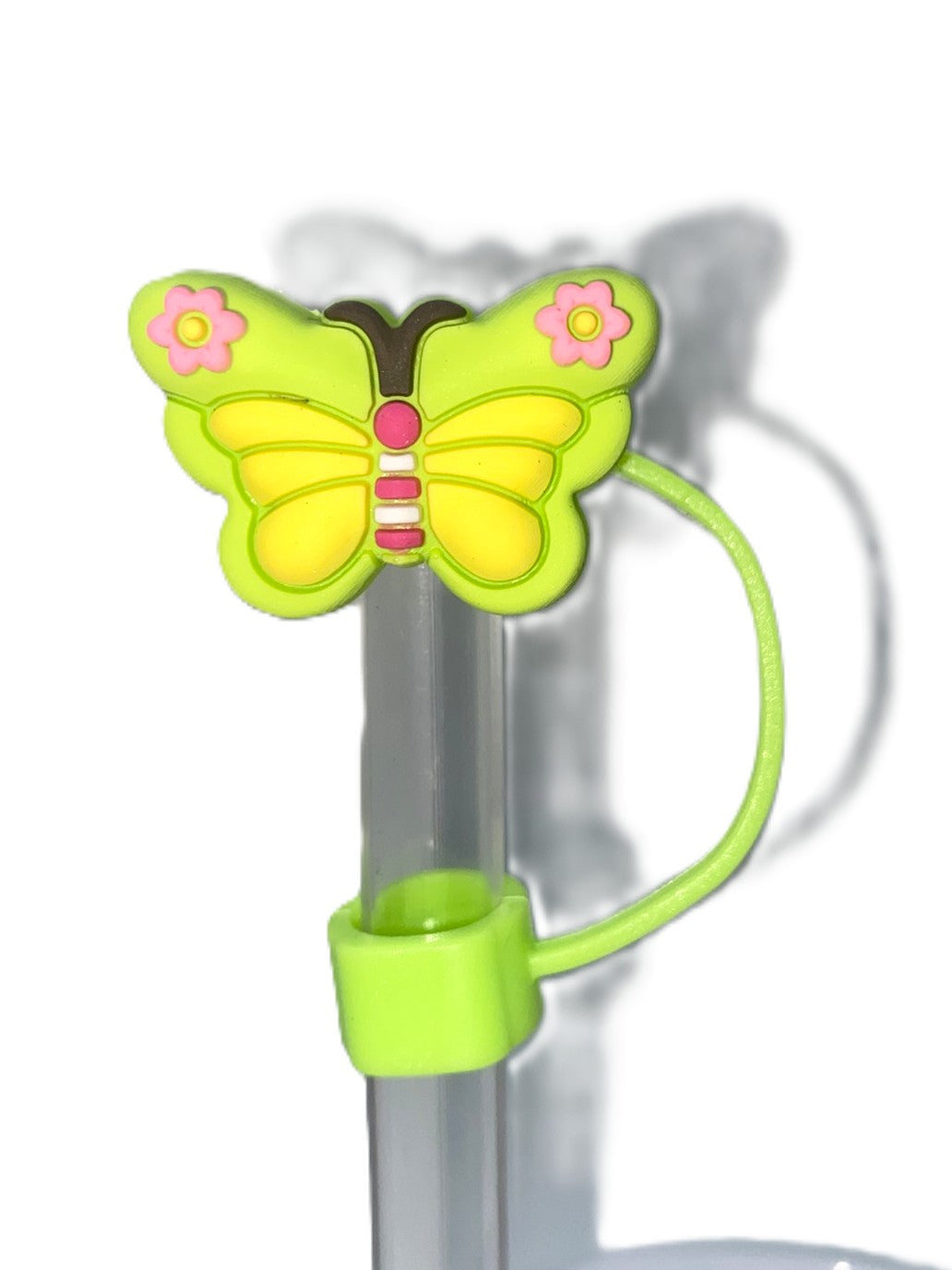 Lime Green Butterfly Straw Topper
