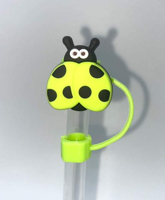 Ladybug Lime Green Straw Topper