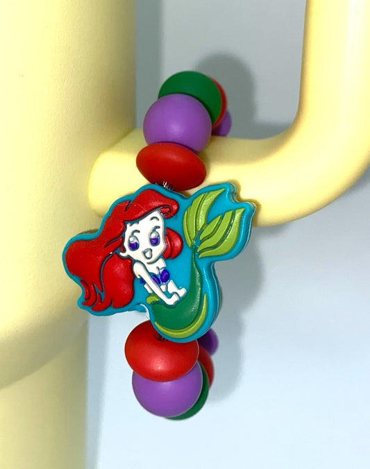 Little Red Mermaid Cartoon Girl Stanley Tumbler Cup Handle Charm