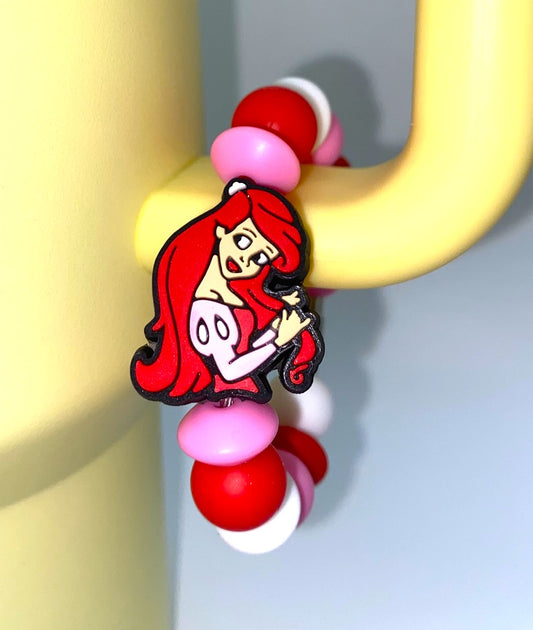 Little Red Mermaid Cartoon Girl Upper Body Princess Stanley Tumbler Cup Handle Charm