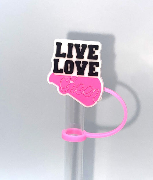 Live Love Cheer Megaphone Straw Topper
