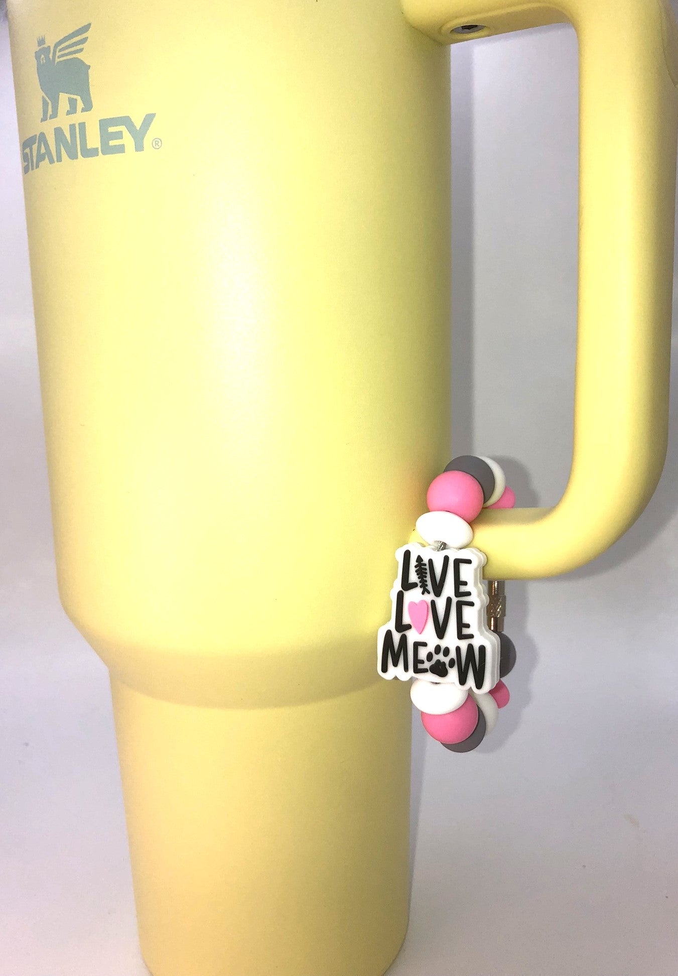 Live Love Meow Cat Stanley Tumbler Cup Handle Charm