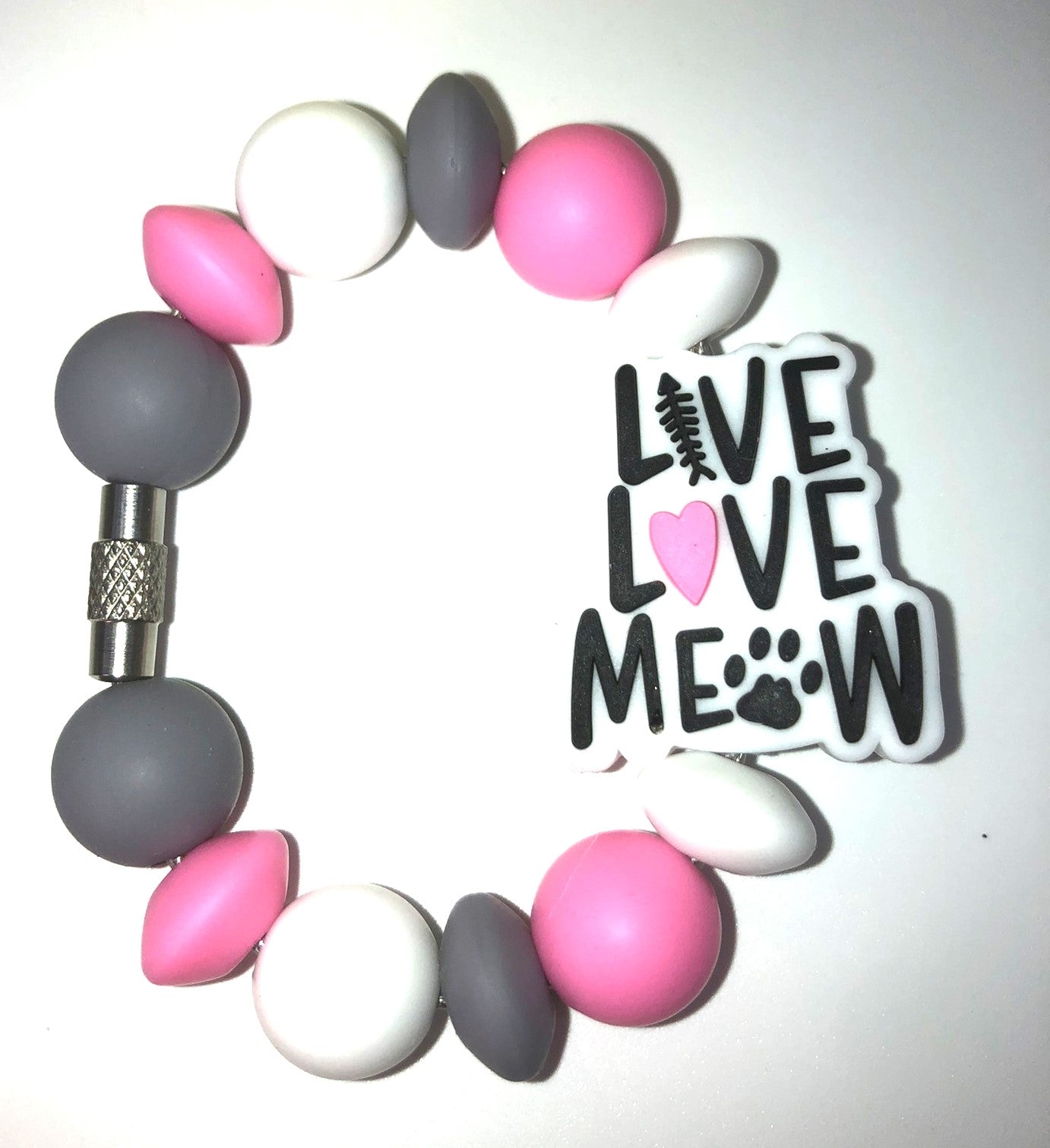 Live Love Meow Cat Stanley Tumbler Cup Handle Charm