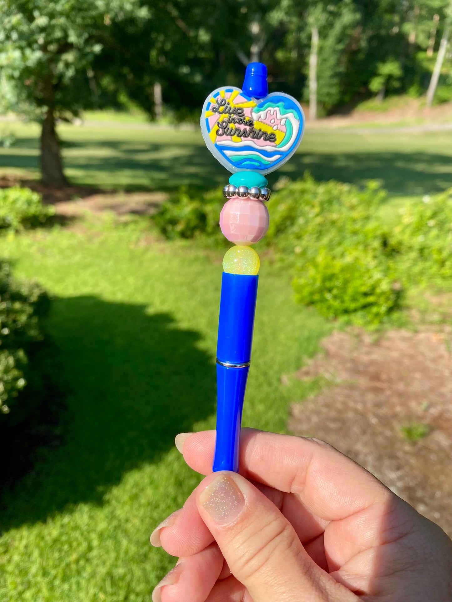 Live In The Sunshine Beach Glitter Beaded Pen