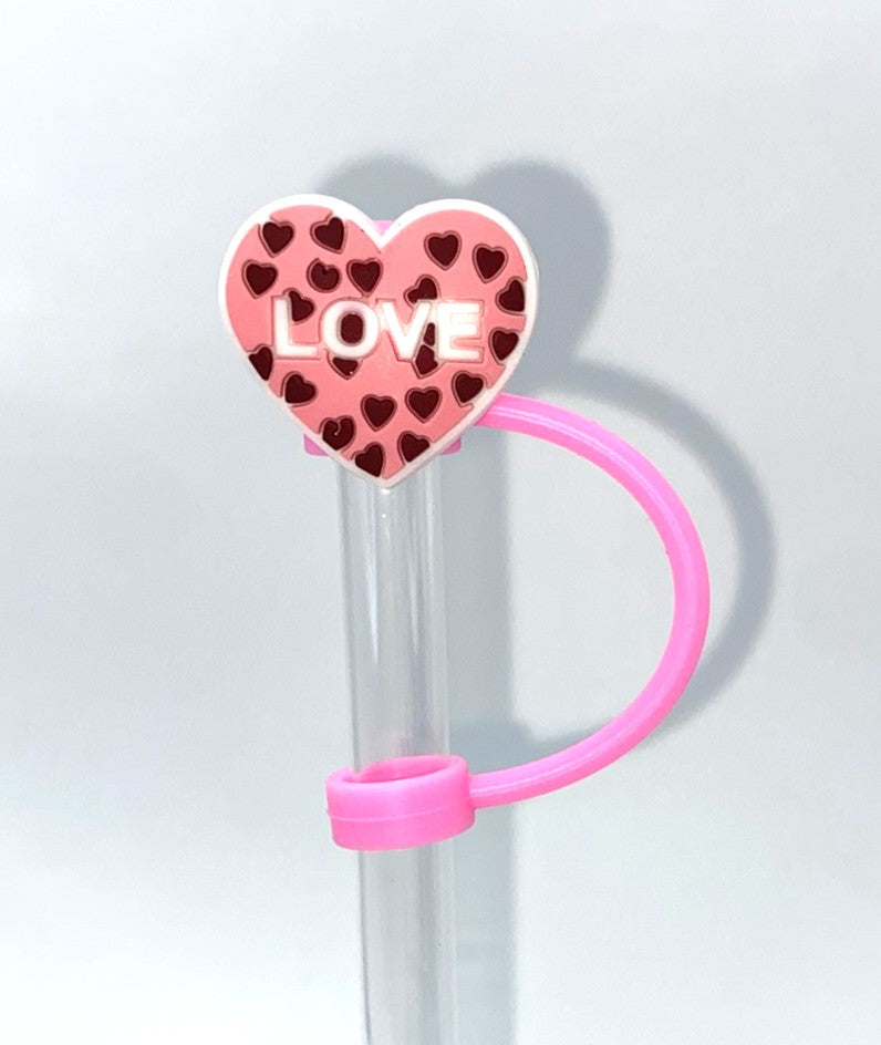 Love Hearts Pattern Heart Straw Topper