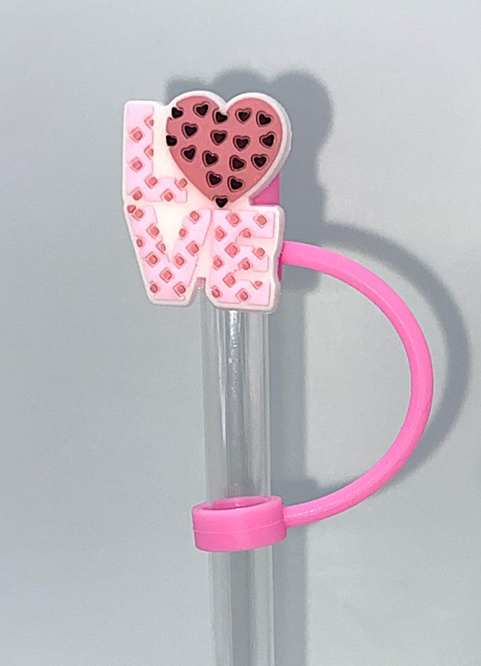 Love Heart Patterned Straw Topper