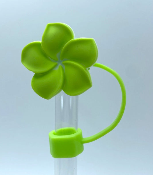 Lime Green Plumeria Flower 3D Straw Topper