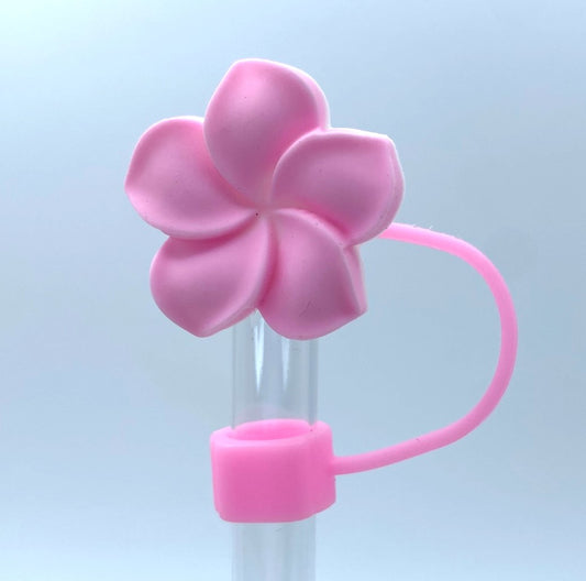 Light Pink Plumeria Flower 3D Straw Topper