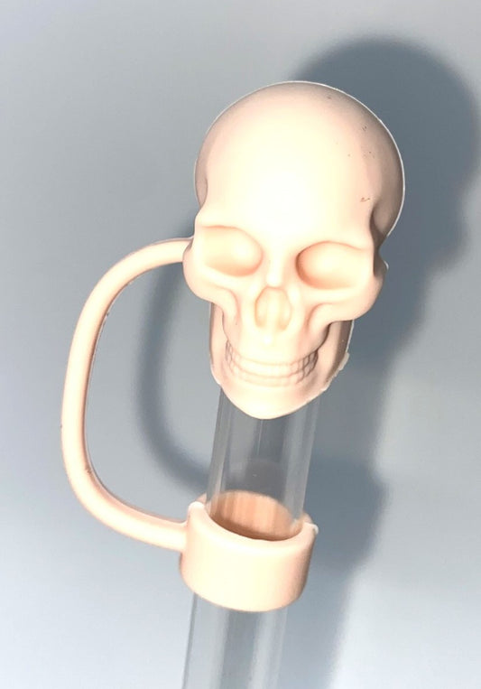 Lt Pink Skull 3D Straw Topper FLAWED