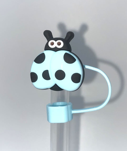 Ladybug Light Blue Straw Topper