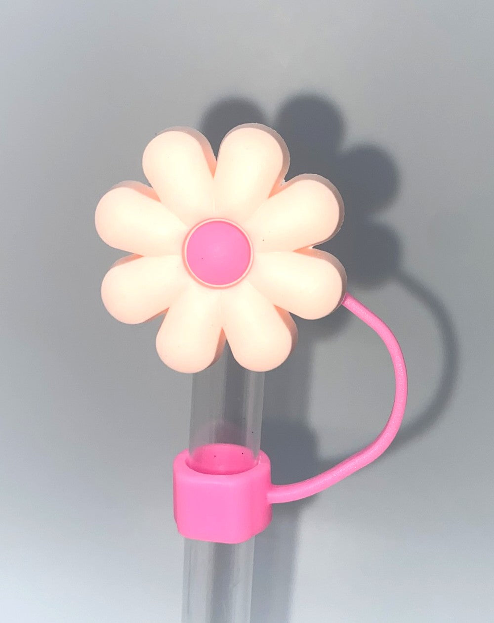Light Pink Daisy Flower w/Pink Center Straw Topper