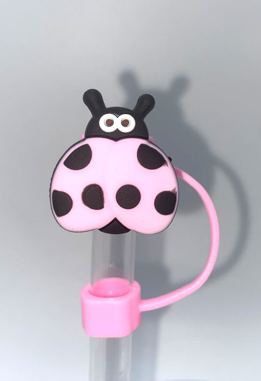 Ladybug Light Pink Straw Topper