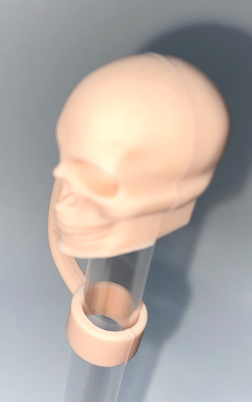Lt Pink Skull 3D Straw Topper FLAWED