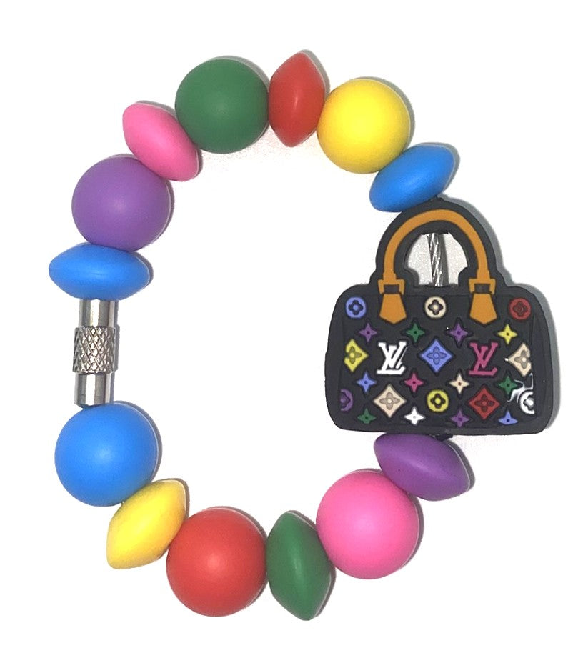 Designer Purse Hand Bag LV Black Colorful Stanley Tumbler Cup Handle Charm