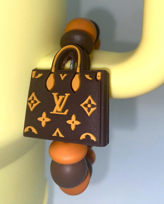 Designer Purse Hand Bag LV Brown Stanley Tumbler Cup Handle Charm