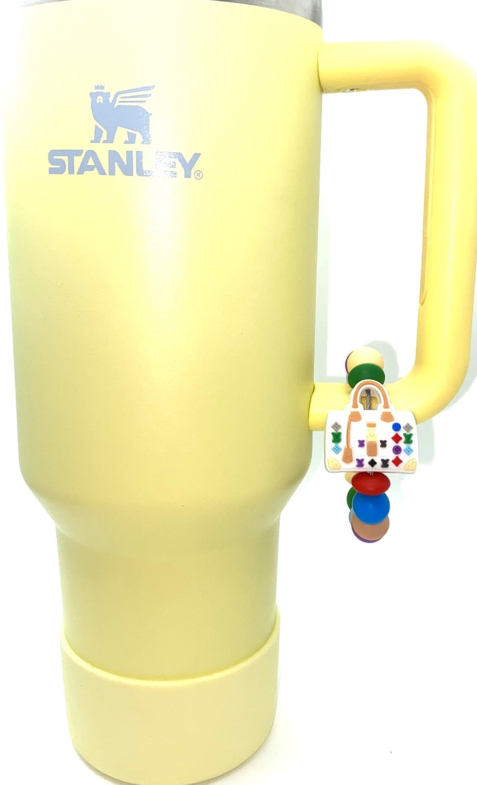 Designer Purse Hand Bag LV White Colorful Stanley Tumbler Cup Handle Charm