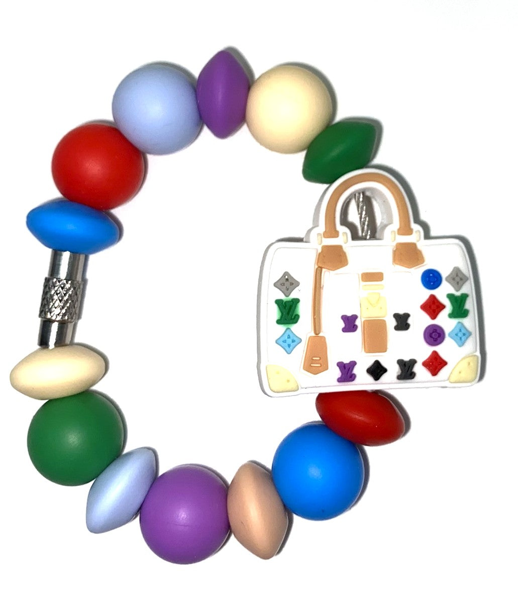 Designer Purse Hand Bag LV White Colorful Stanley Tumbler Cup Handle Charm