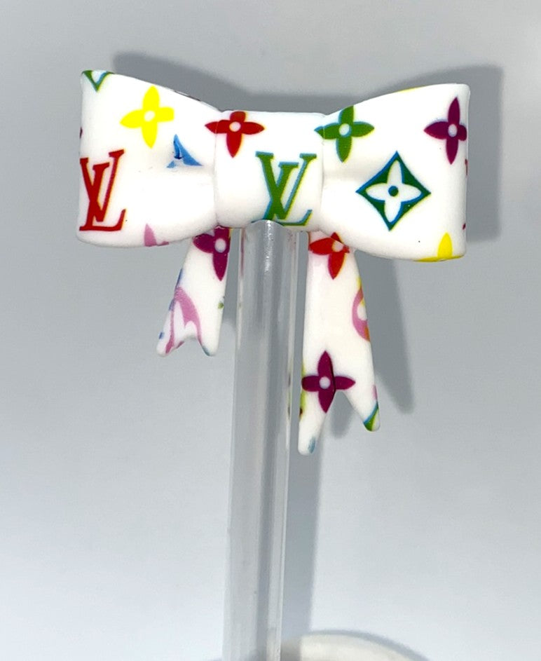 Designer Colorful Bow Straw Topper