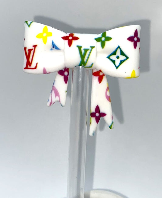 Designer Colorful Bow Straw Topper