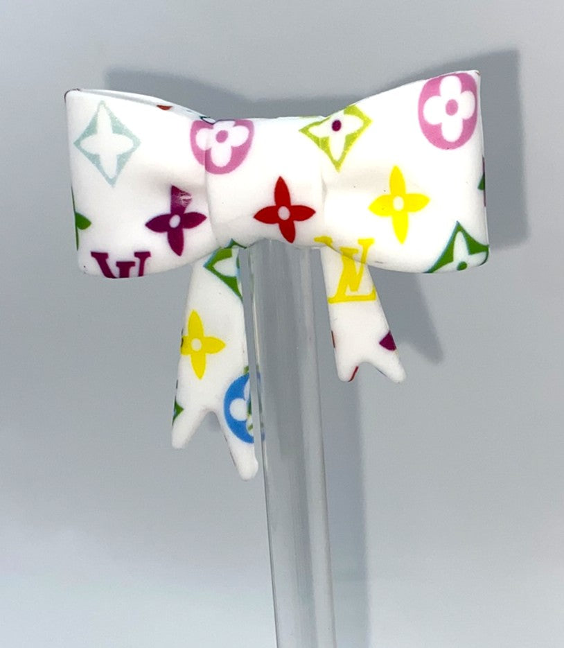 Designer Colorful Bow Straw Topper