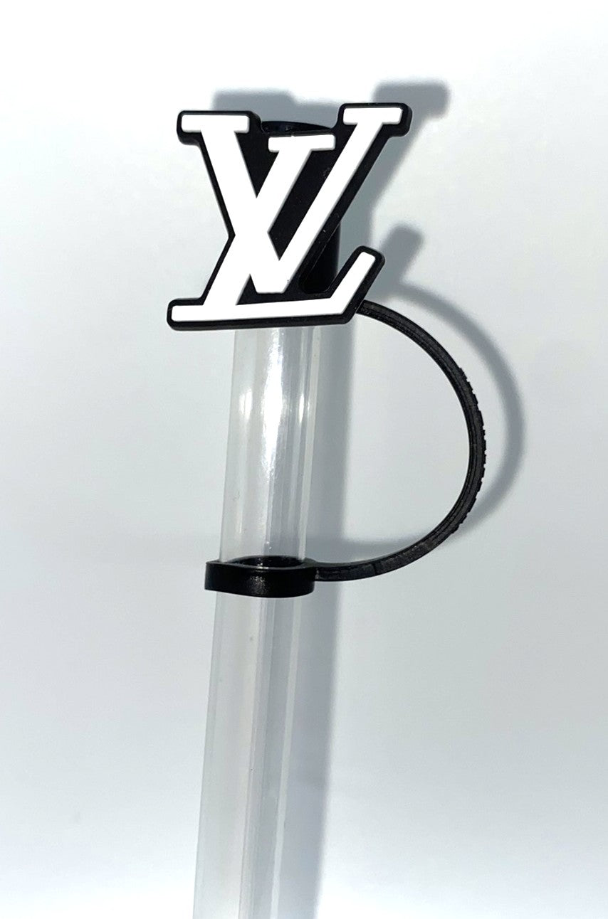 Designer LV Black & White Straw Topper