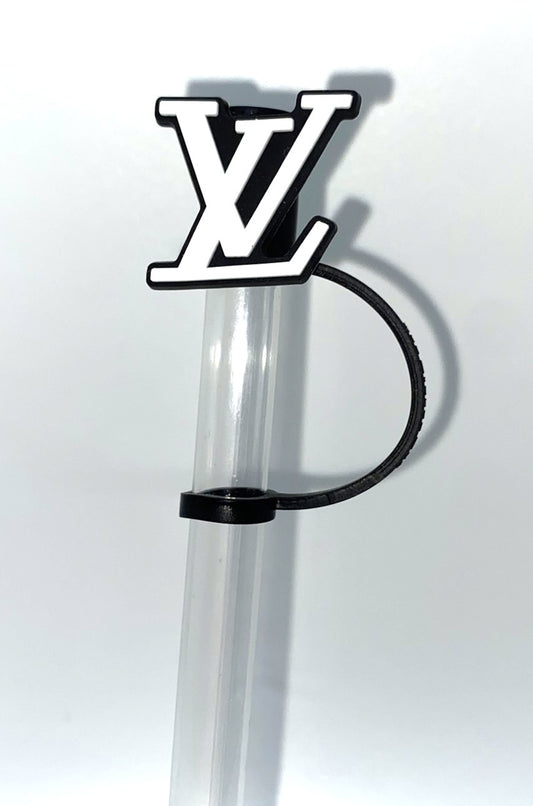 Designer LV Black & White Straw Topper
