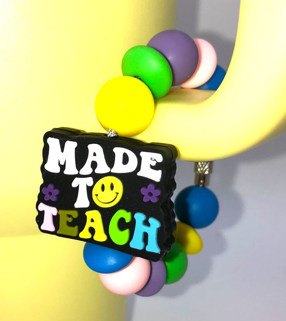 Made To Teach Smiley Face Stanley Tumbler Cup Handle Charm