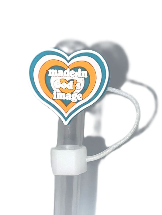 Made In God's Image Heart Straw Topper