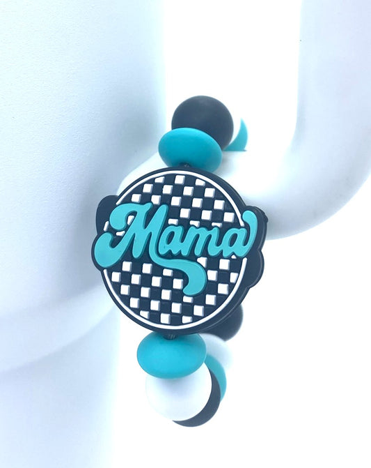 Turquoise Mama Black & White Checkered Stanley Tumbler Cup Handle Charm