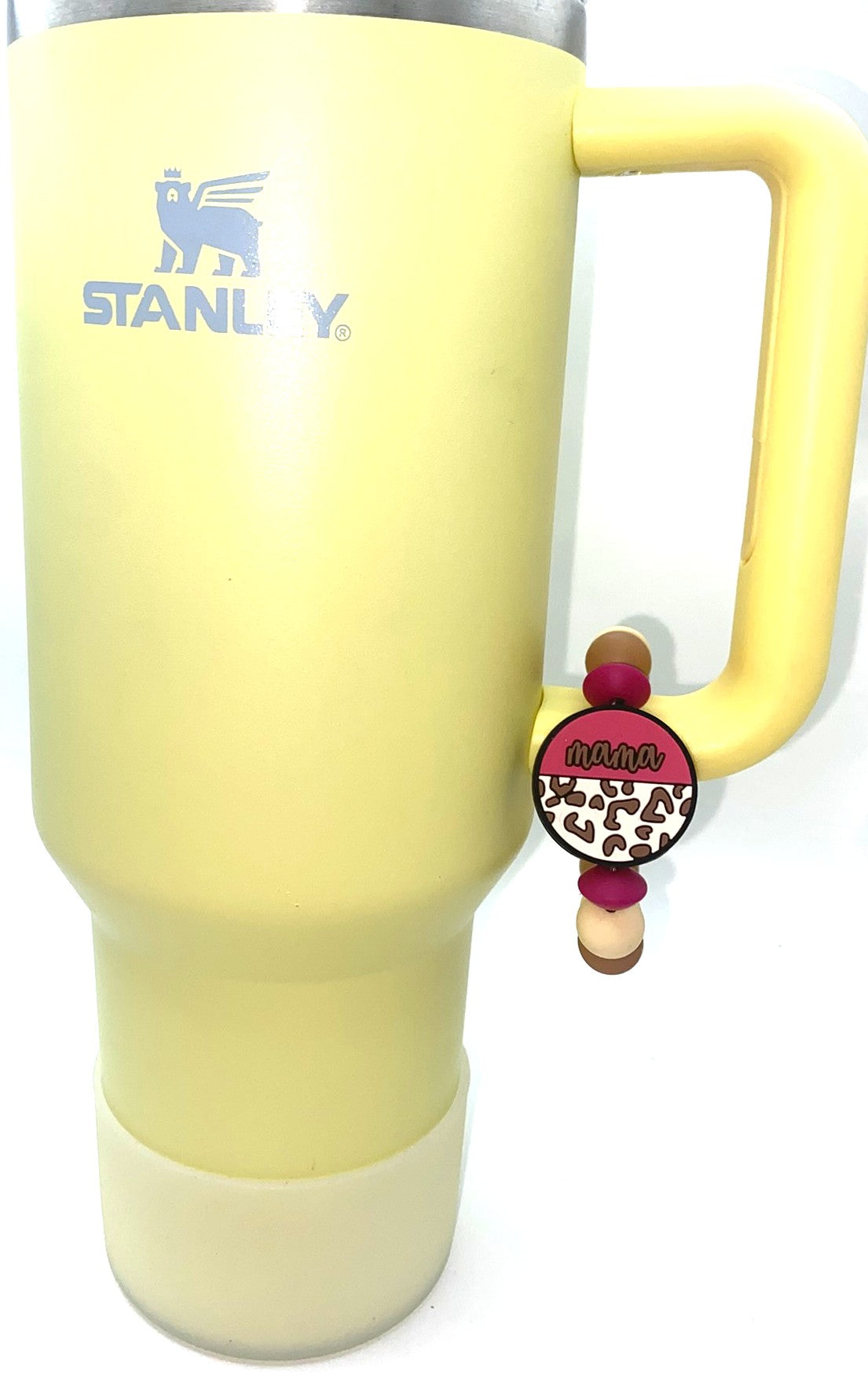Mama Leopard Round Pink Stanley Tumbler Cup Handle Charm