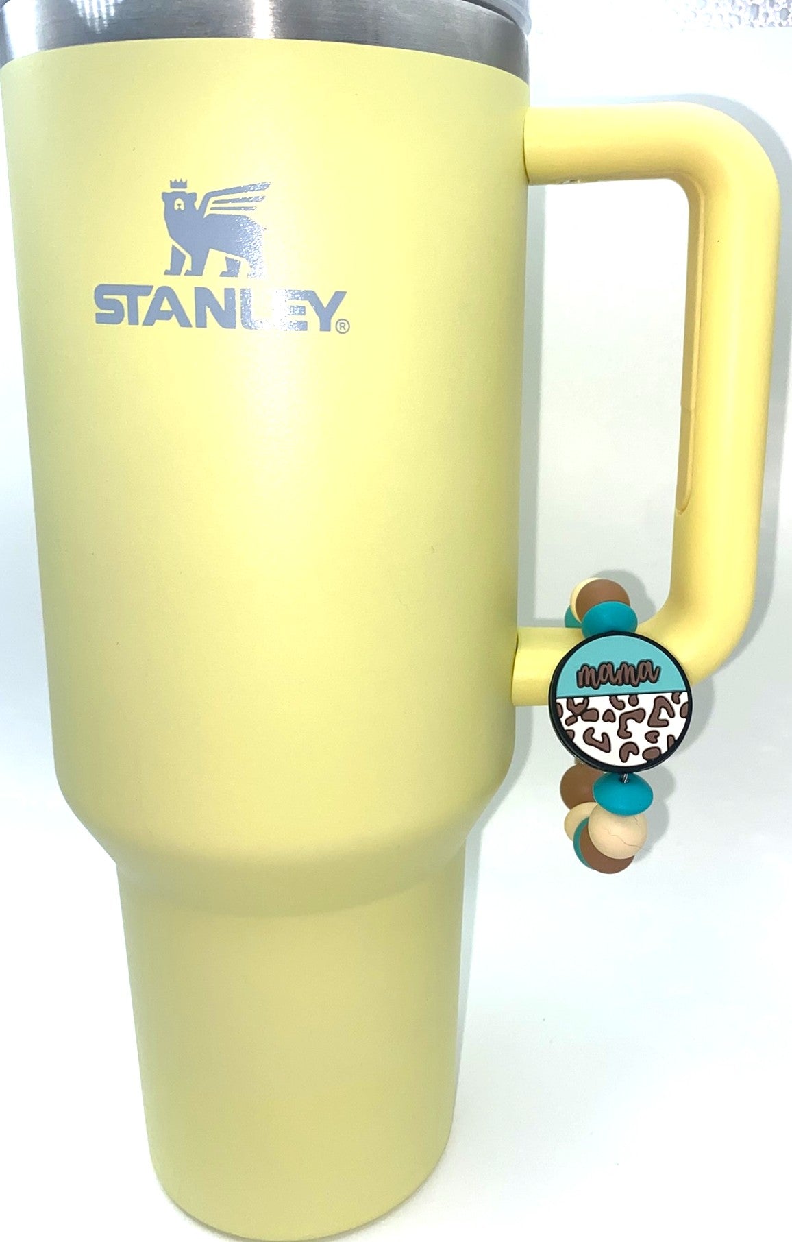 Mama Leopard Round Turquoise Stanley Tumbler Cup Handle Charm