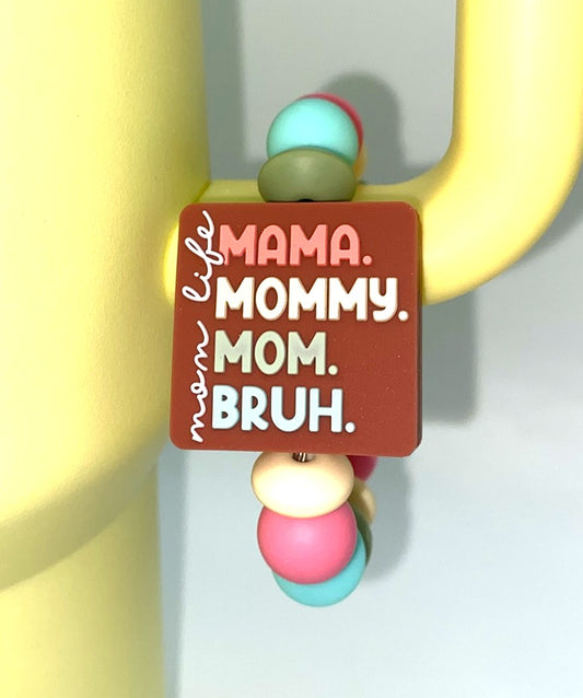 Mom Life Mama Mommy Mom Bruh Pink Red Stanley Tumbler Cup Handle Charm