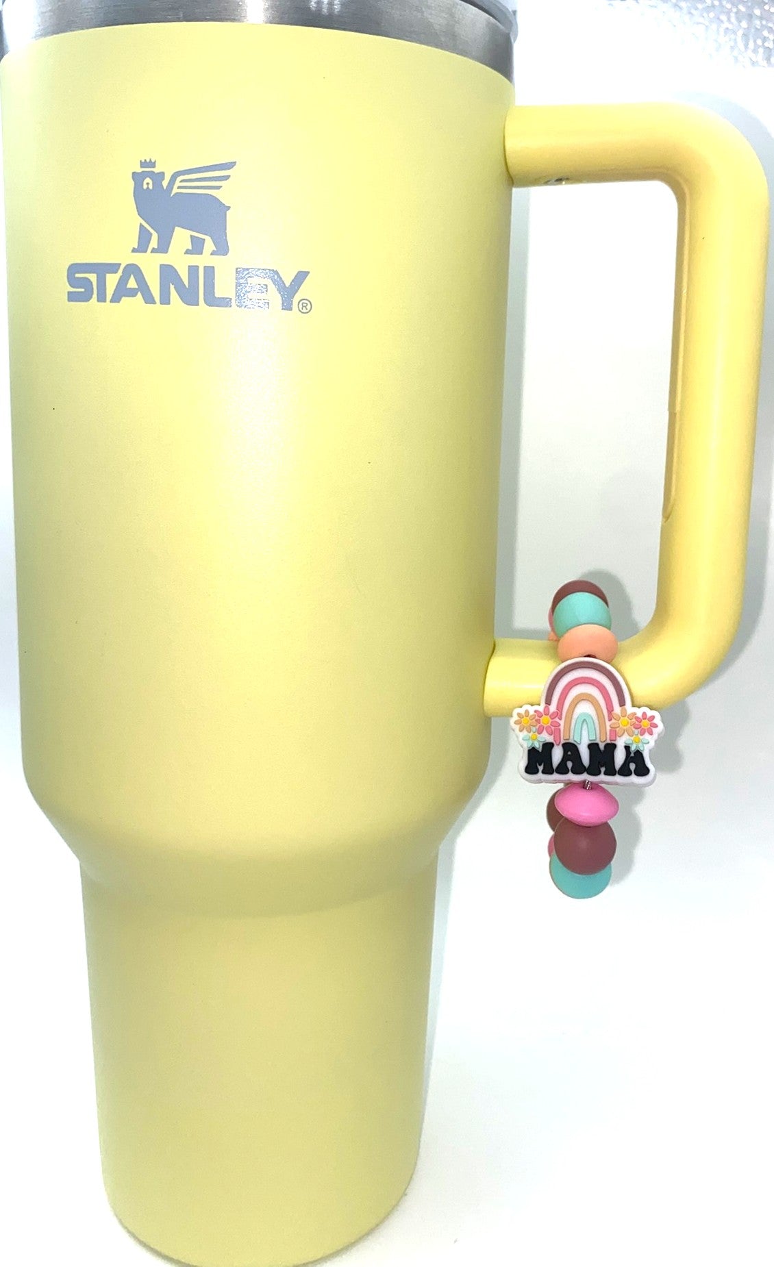 Mama Pastel Rainbow Floral Stanley Tumbler Cup Handle Charm