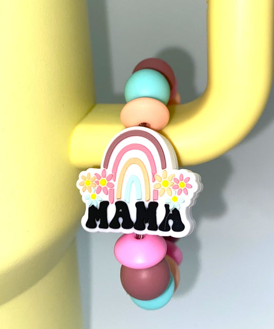 Mama Pastel Rainbow Floral Stanley Tumbler Cup Handle Charm