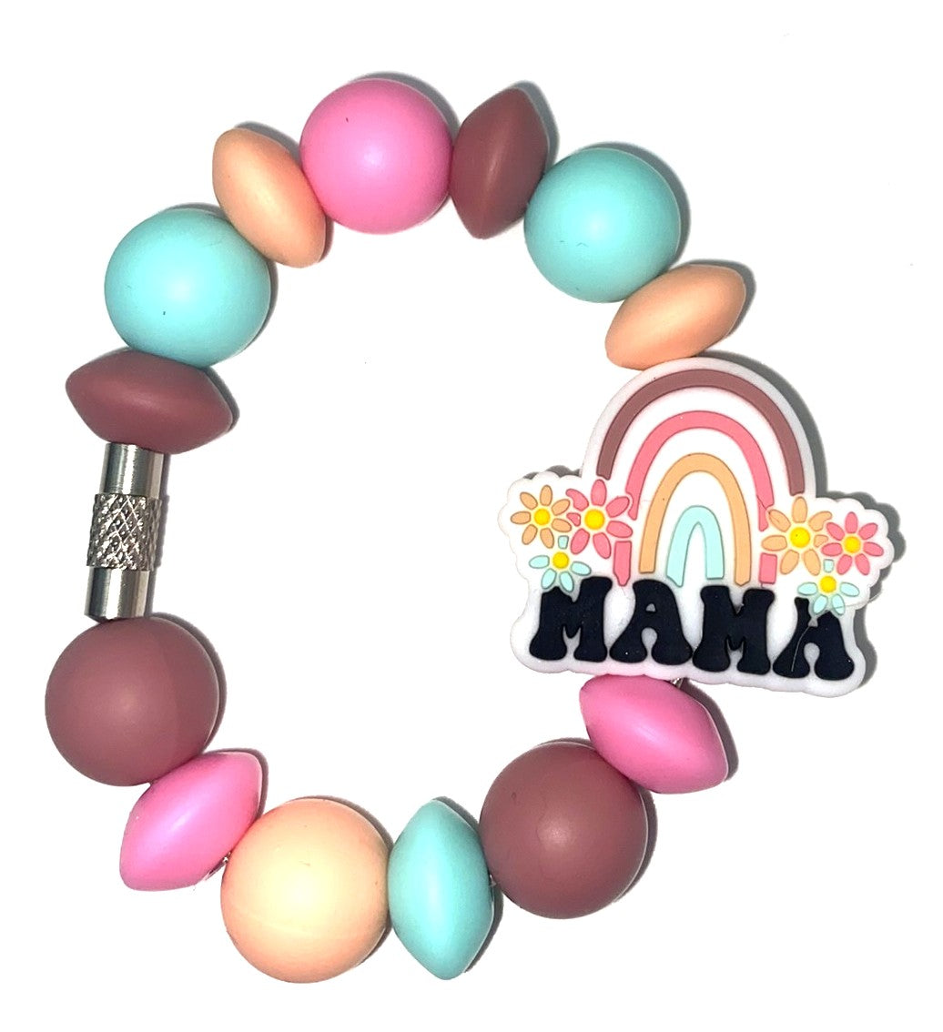 Mama Pastel Rainbow Floral Stanley Tumbler Cup Handle Charm