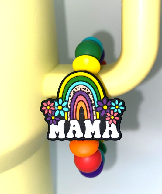 Mama Bright Rainbow Floral Stanley Tumbler Cup Handle Charm