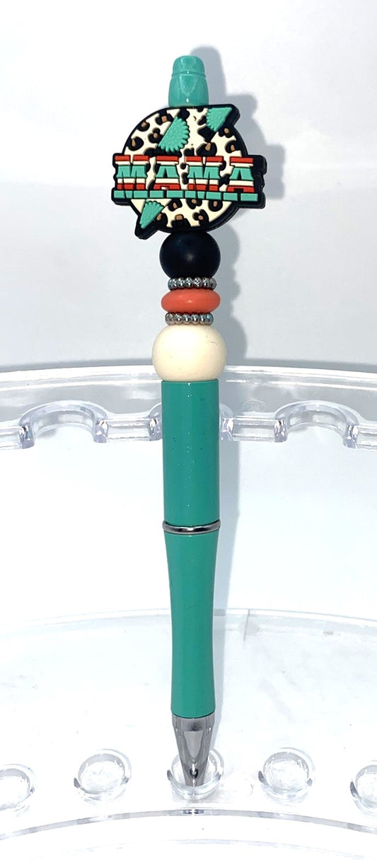 Mama Serape Leopard Print Beaded Pen