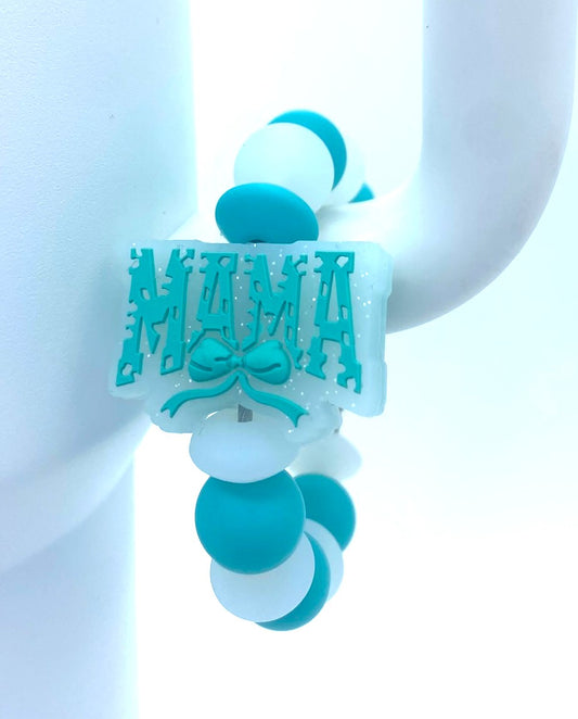 Mama Turquoise Bow Glitter Stanley Tumbler Cup Handle Charm
