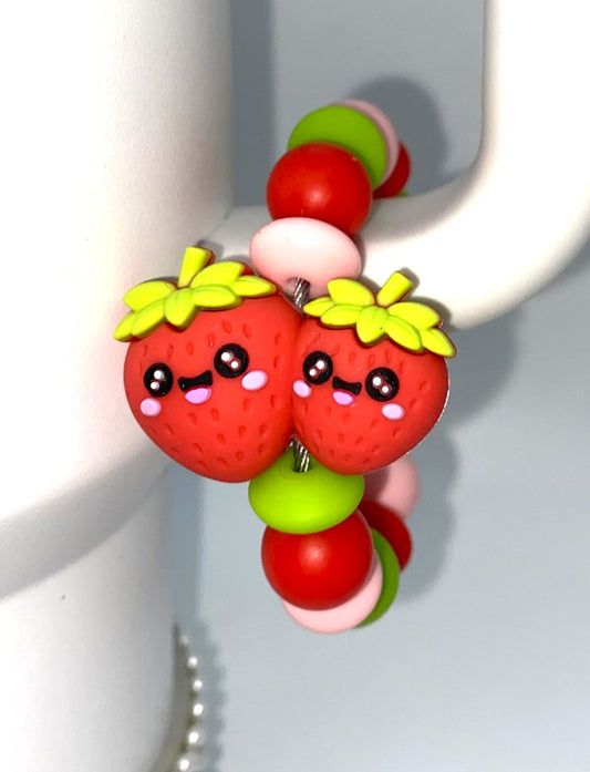 Mama & Baby Strawberries 3D Stanley Tumbler Cup Handle Charm
