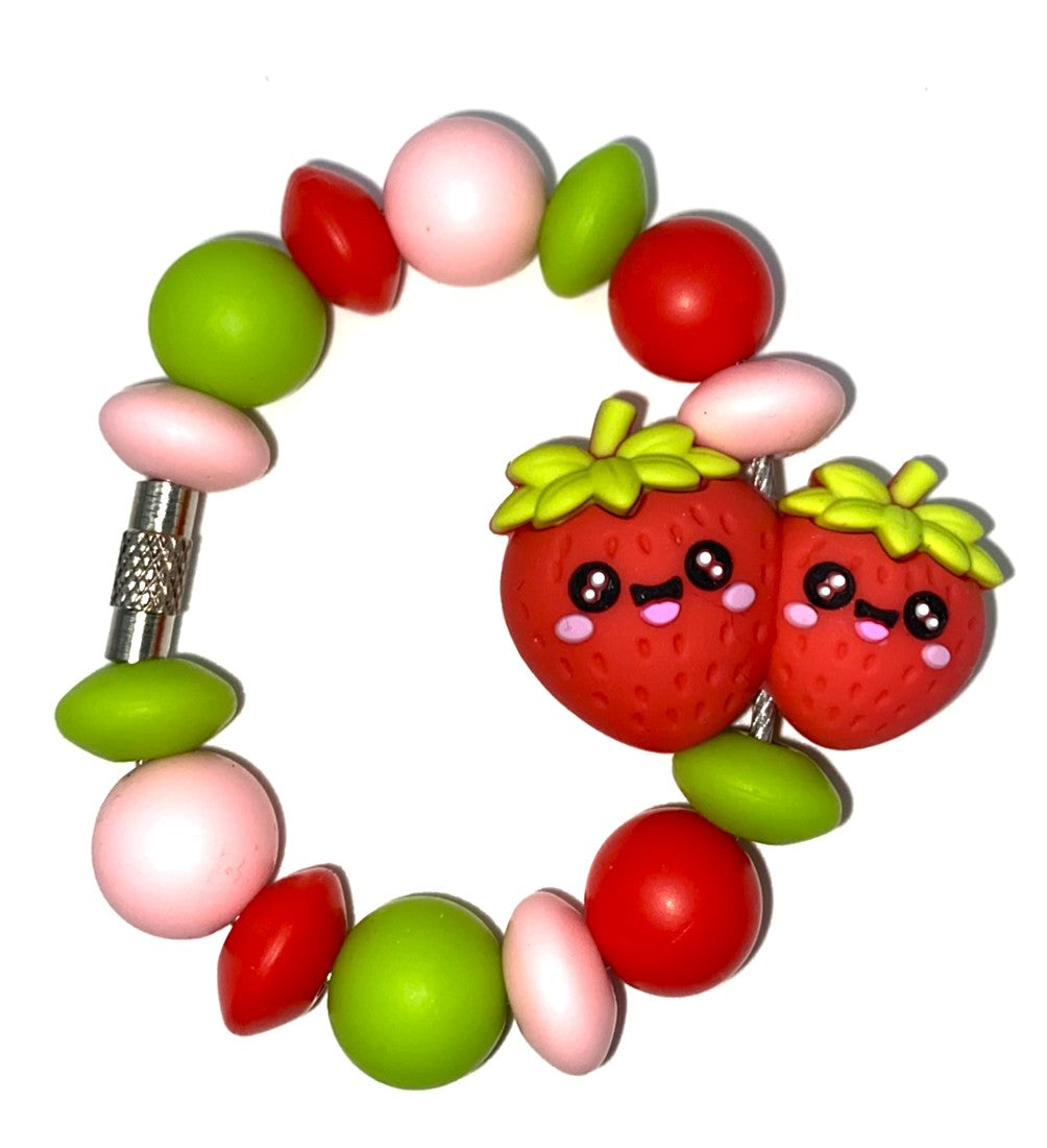 Mama & Baby Strawberries 3D Stanley Tumbler Cup Handle Charm
