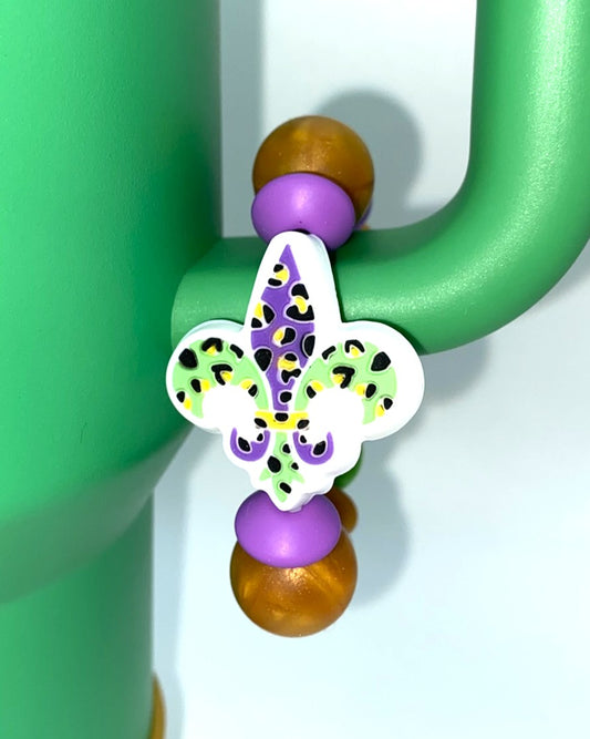Mardi Gras Fleur De Lis Stanley Tumbler Cup Handle Charm